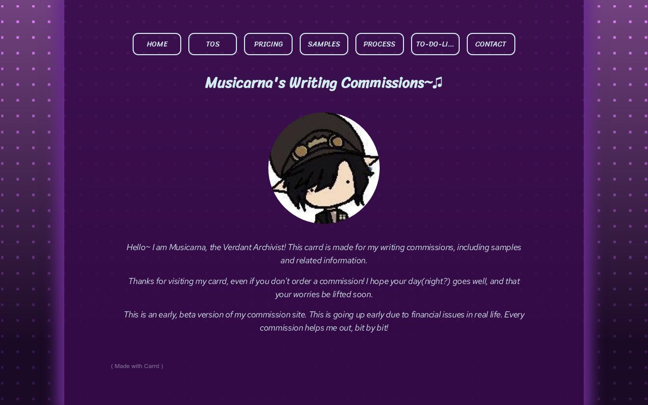 Musicarna's Writing Commissions